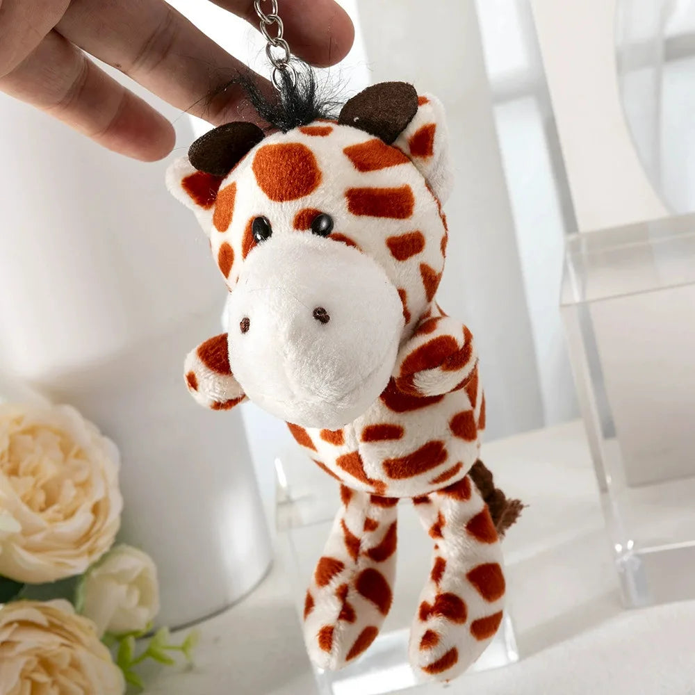 Cute Jungle Animal Lion Elephant Key Chain Cartoon Doll Backpack Car Key Pendant Doll Plush Toy Party Exquisite Small Gift