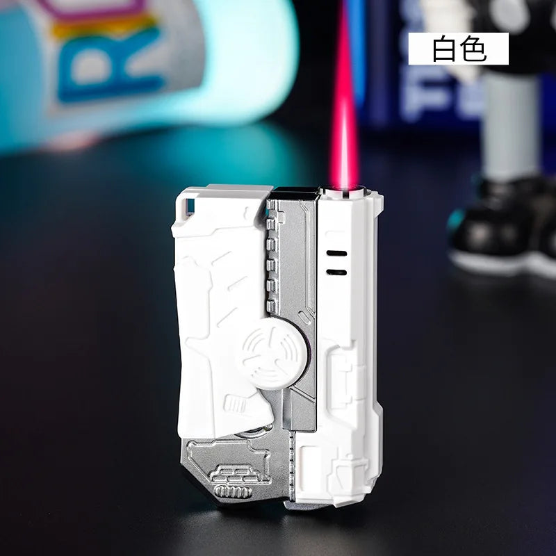 Deformable Foldable Decompression Spray Gun Lighter Windproof Red Flame Cool Pistol Shape Gyro Toy Men'S Cigarette Accessories