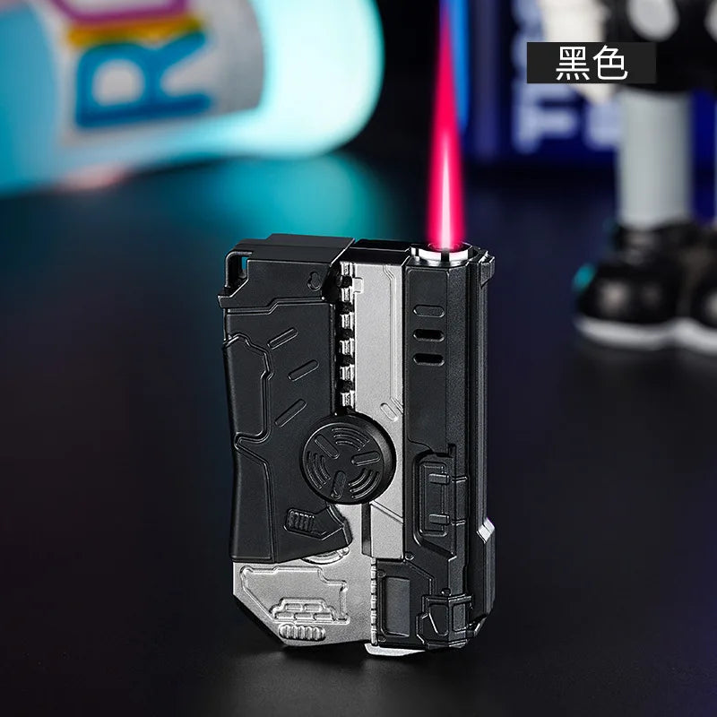 Deformable Foldable Decompression Spray Gun Lighter Windproof Red Flame Cool Pistol Shape Gyro Toy Men'S Cigarette Accessories