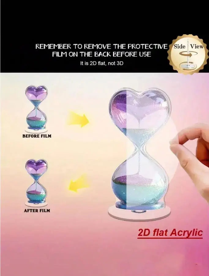1Pc 2D Flat, Rotating Heart-Shaped Funnel Decor - Acrylic Modern 3D Ornament, Flowing Heart, Asymmetrical Shaped Desktop Accent,