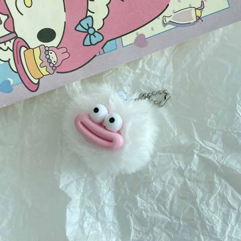 Fashion Cartoon Funny Clown Keychain Plushies Plush Stuffed Sausage Mouth Keyring Dopamine Mini Big Mouth Plush Pendant Girls