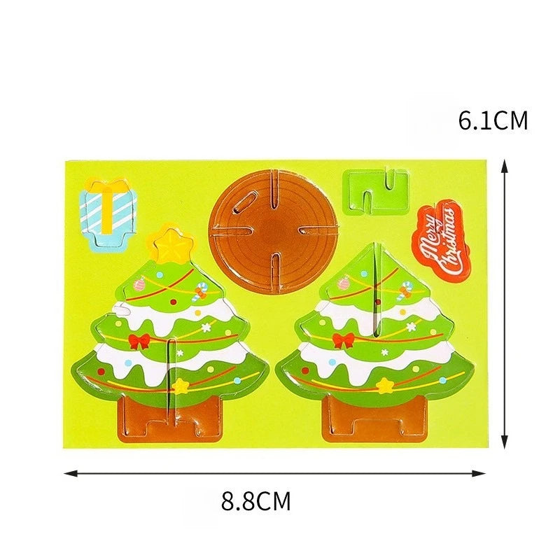 10pcs Mini Cartoon Santa Claus Snowman Paper Jigsaw Puzzles Educational Toy for Kids Christmas Party Favors Kindergarten Rewards
