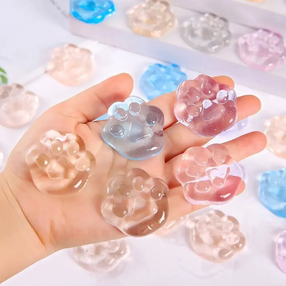 Kawaii Cat Claw Squeeze Toys Cartoon Anti Stress Sensory Fidgets Toy Simulation Transparent Cat Foot Squishy Unique Adults Gifts