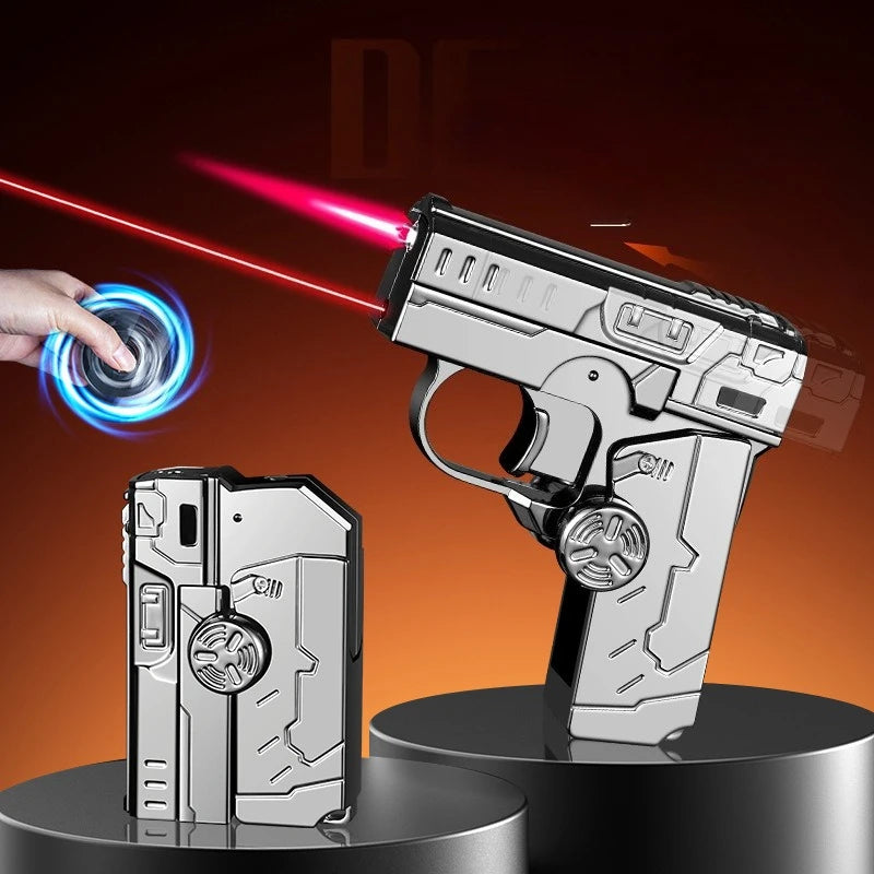 Deformable Foldable Decompression Spray Gun Lighter Windproof Red Flame Cool Pistol Shape Gyro Toy Men'S Cigarette Accessories