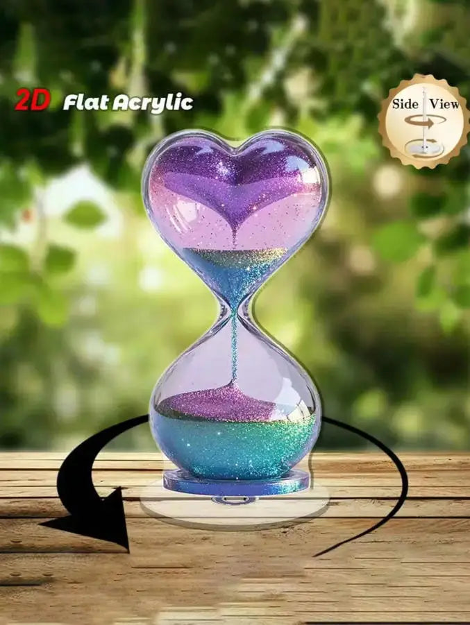 1Pc 2D Flat, Rotating Heart-Shaped Funnel Decor - Acrylic Modern 3D Ornament, Flowing Heart, Asymmetrical Shaped Desktop Accent,