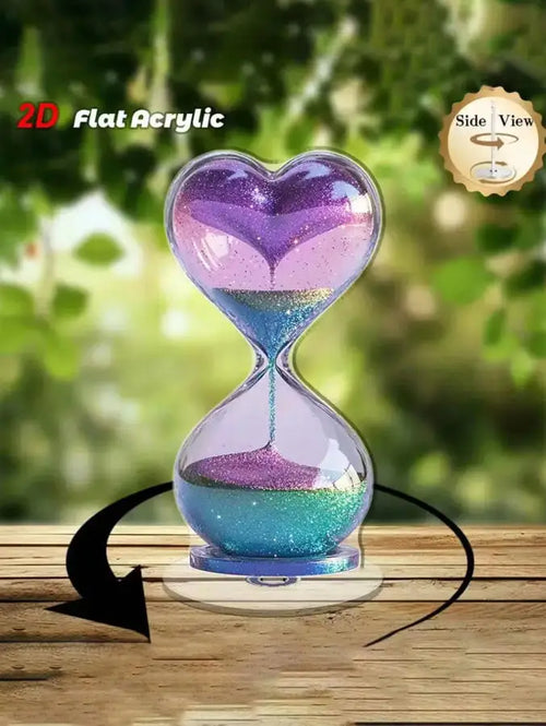 1Pc 2D Flat, Rotating Heart-Shaped Funnel Decor - Acrylic Modern 3D Ornament, Flowing Heart, Asymmetrical Shaped Desktop Accent,