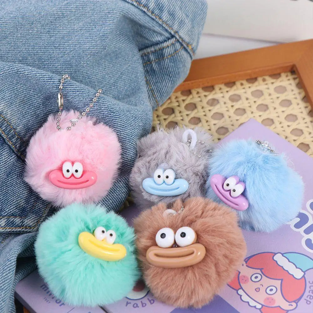 Fashion Cartoon Funny Clown Keychain Plushies Plush Stuffed Sausage Mouth Keyring Dopamine Mini Big Mouth Plush Pendant Girls