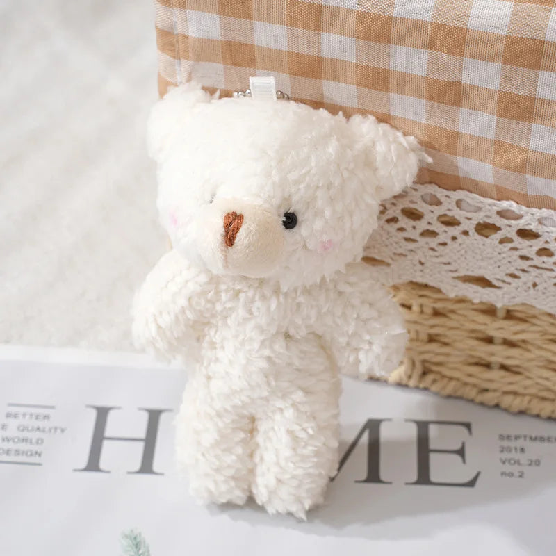 13cm Blush Bear Plush Toy Keychain Cute Teddy Bear Plushie Animal Stuffed Plush Dolls Backpack Accessories Key Ring Pendant Gift