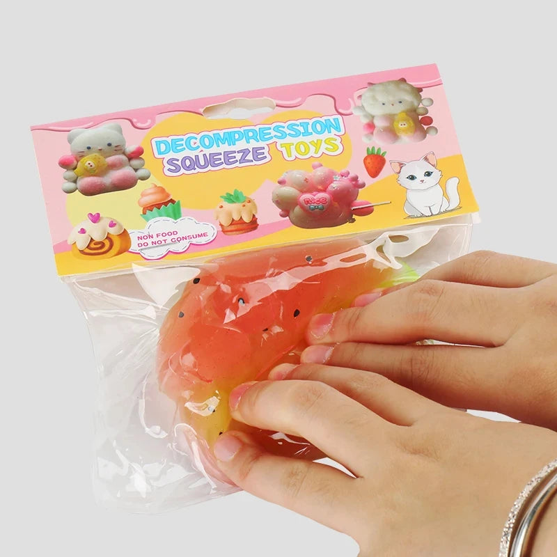 Trending  OEM Taba Squishy Toys Cute Mochi Watermelon Cat Paw Soft Stuffed Animal Toys Stress Relief Fidget Toys for Kids