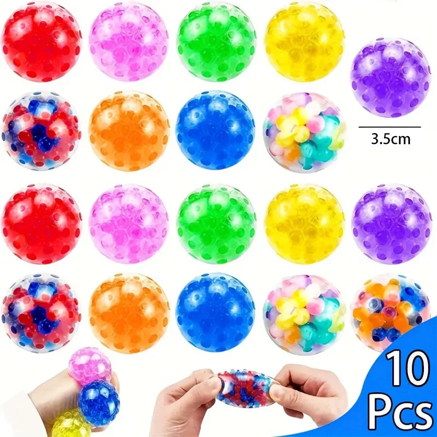 3.5cm TPR Squishy Ball Water Bead Stress Relief Squeeze Ball Bumpy Grape Toy Soft Rubber Calming Fidget Gift
