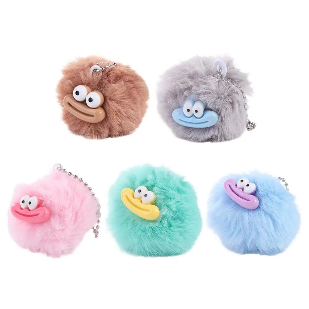 Fashion Cartoon Funny Clown Keychain Plushies Plush Stuffed Sausage Mouth Keyring Dopamine Mini Big Mouth Plush Pendant Girls