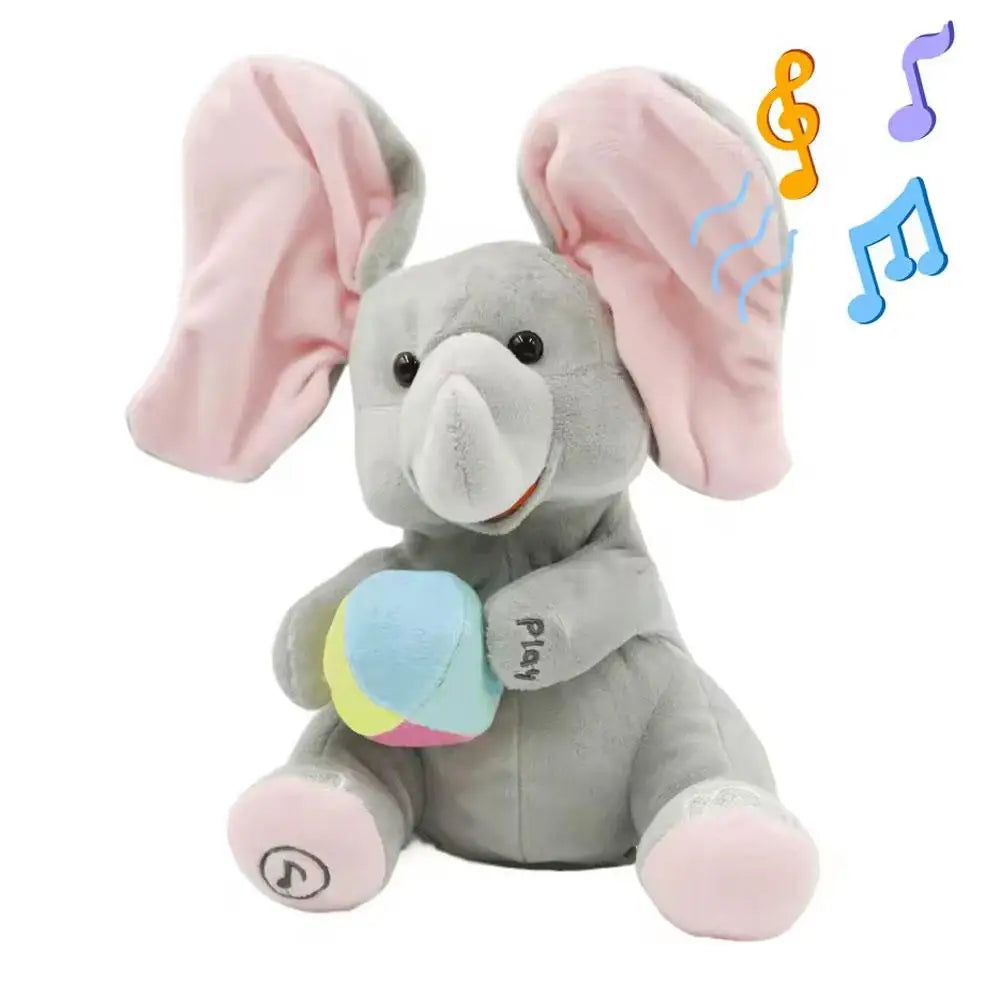 2026 Hide-and-seek Elephant Plush Toy Flapping Ears With Cheerful Songs Elephant Soft Soothing Babies Toys Christmas Gift