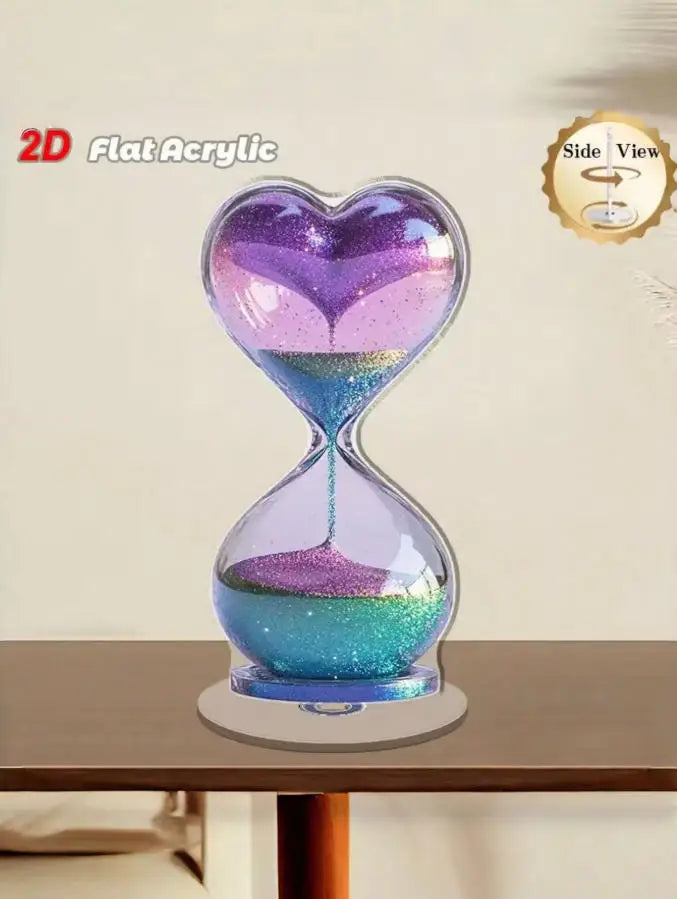 1Pc 2D Flat, Rotating Heart-Shaped Funnel Decor - Acrylic Modern 3D Ornament, Flowing Heart, Asymmetrical Shaped Desktop Accent,