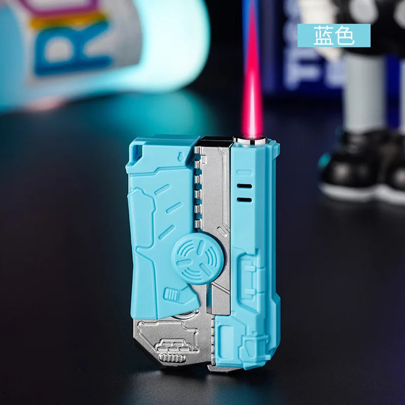 Deformable Foldable Decompression Spray Gun Lighter Windproof Red Flame Cool Pistol Shape Gyro Toy Men'S Cigarette Accessories