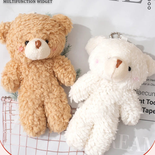 13cm Blush Bear Plush Toy Keychain Cute Teddy Bear Plushie Animal Stuffed Plush Dolls Backpack Accessories Key Ring Pendant Gift