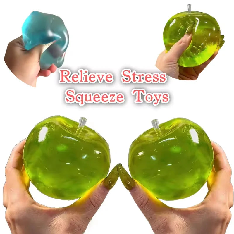 Squishy Green Apple Stress Ball Soft Fidget Sensory Toy for Slow Rebound Squeeze Toy for Adults Kids Christmas Gift