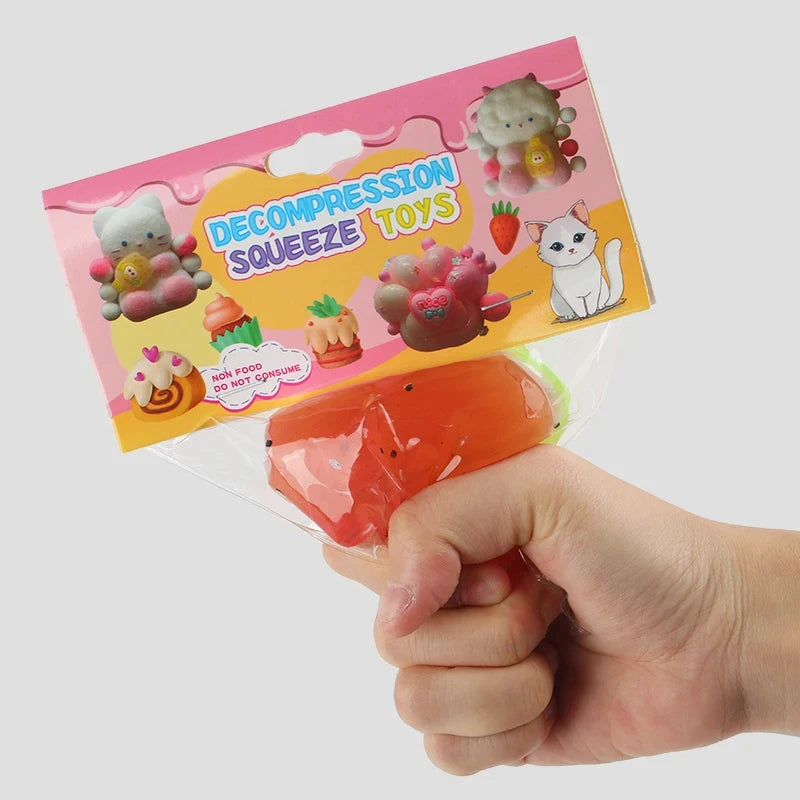 Trending  OEM Taba Squishy Toys Cute Mochi Watermelon Cat Paw Soft Stuffed Animal Toys Stress Relief Fidget Toys for Kids