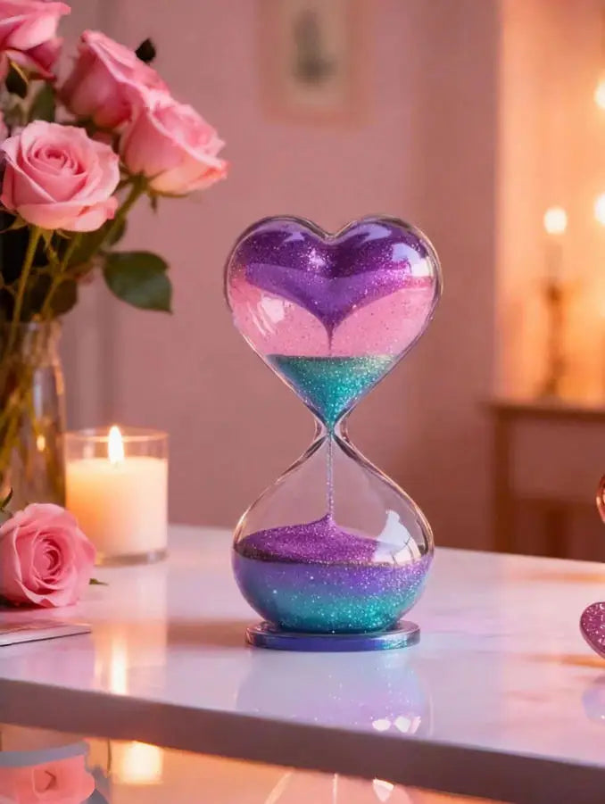 1Pc 2D Flat, Rotating Heart-Shaped Funnel Decor - Acrylic Modern 3D Ornament, Flowing Heart, Asymmetrical Shaped Desktop Accent,