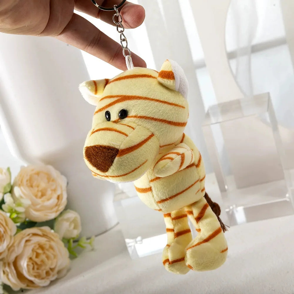Cute Jungle Animal Lion Elephant Key Chain Cartoon Doll Backpack Car Key Pendant Doll Plush Toy Party Exquisite Small Gift